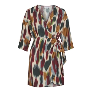 VILA VIRANO ART 34 WRAP DRESSC29<br>Bordeaux multi