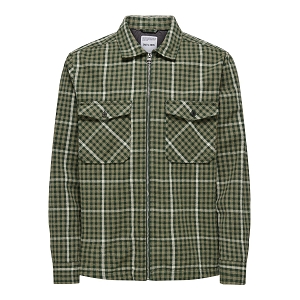  ONSTYSON CHECK ZIP OVERSHIRT<br>Kaki multi  Carreaux