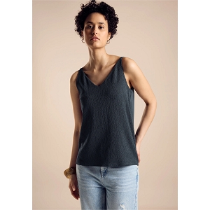 STREET ONE STRUCTURE MATMIX VNECK TOP<br>Vert foncé