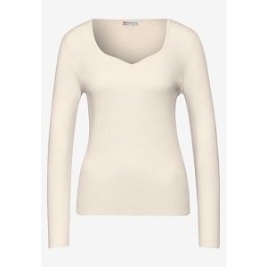STREET ONE BASIC RIB SWEATER FANCY NECKLINE<br>Beige