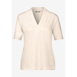 STREET ONE BASIC VNECK SHIRT<br>Ecru