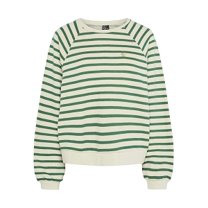  PCGRETA LS EMB SWEAT FC<br>Blanc vert  Rayures