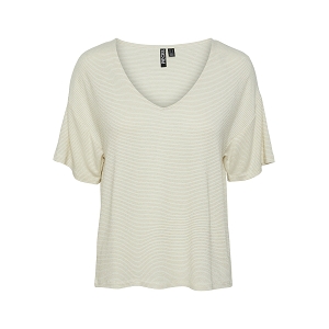 PIECES PCBILLO OVERSIZED TEE LUREX<br>Beige clair