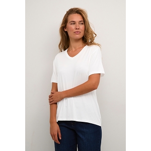 KAFFE DK COMPANY KAFRIDA VNECK TSHIRT<br>Blanc