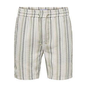 ONLY AND SONS ONSTREV LIFE REG STRUC STRIPE SHORTS<br>Beige kaki