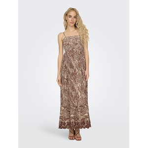 ONLY LOU LIFE EMB SMOCK ANKEL DRESS PTM<br>Marron multi