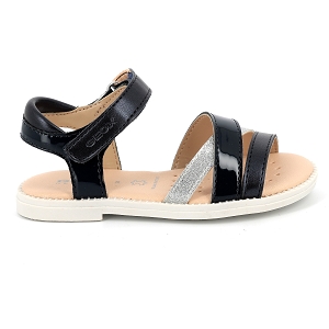 GEOX J SANDALE KARLY FILLE<br>Marine argent Cuir synthétique