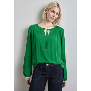 STREET ONE DOBBY TUNIC BLOUSE W TAPE DETAIL<br>Vert