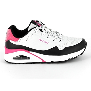 SKECHERS UNO<br>Blanc rose Cuir synthétique