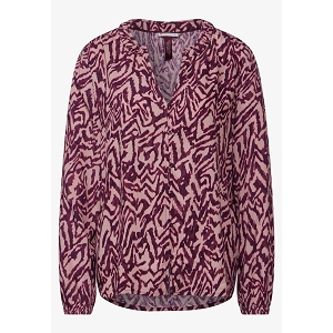 STREET ONE BUTTONED TUNIC BLOUSE W COLLARDETAIL AOP<br>Bordeaux multi