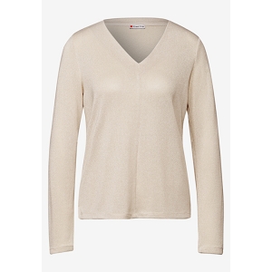  SUMMER KNIT LOOK VNECK SHIRT<br>Ecru  