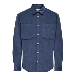  ONSALP RLX 2PKT WASHD CORD LS SHIRT NOOS<br>Bleu Velours 