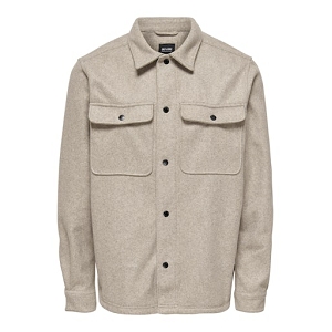  ONSASH OVR WOOLEN LOOK PKT LS SHIRT NOOS<br>Beige  