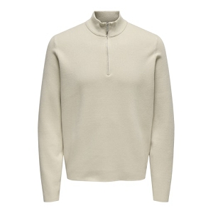 ONLY AND SONS ONSCOOPER HALF ZIP HIGH NECK KNIT NOOS<br>Noir