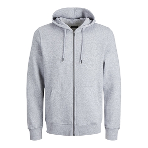 JACK AND JONES PLUS JJEBRADLEY SWEAT ZIP HOOD NOOS<br>Gris clair