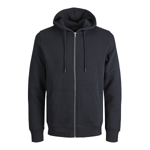 JACK AND JONES PLUS JJEBRADLEY SWEAT ZIP HOOD NOOS<br>Noir
