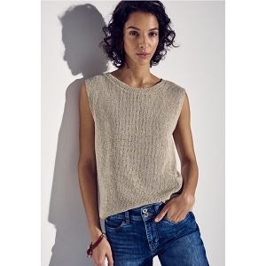  SHINY SUMMER KNIT TOP<br>Beige  Paillettes