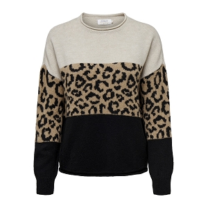 EMILY STRETCH HW ST AK DNM JADE ANIMAL LS ONECK KNT NOOS:Beige multi//Léopard