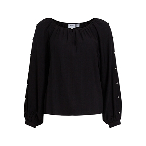 VILA VIWOOM BOATNECK LS BUTTON TOPC33<br>Noir