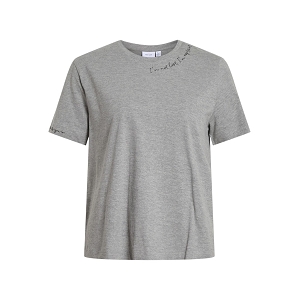 VILA VIDEDDY ONECK SS EMB TSHIRT<br>Gris
