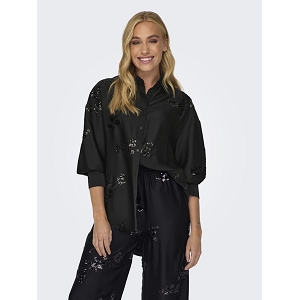 ONLY LEA SEQUINS SHIRT WVN<br>Noir