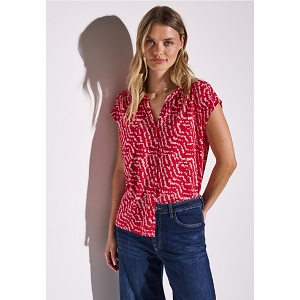 STREET ONE PRINTED SHIRT W BUTTON PANEL<br>Rouge multi
