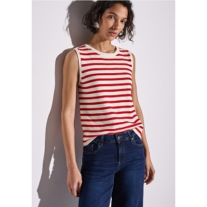 STREET ONE EASY TOP WITH STRIPES<br>Rouge multi
