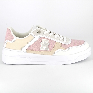 TOMMY HILFIGER TH WOVEN BASKET SNEAKER<br>Rose blanc Toile Mesh