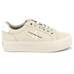JJELOGO TEE SS ONECK 2 COL AW23 VULC FLATFORM LACEUP LTH PEARL:Beige/Cuir synthétique/Uni