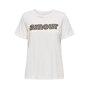ONLY LINE LIFE SS ONECK PRINT TOP CS JRS BlancInscription