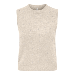 ONLY RENATA SL ONECK PEARL VEST KNT<br>Beige foncé