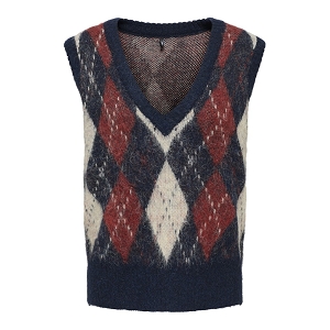 ONLY NOEME LIFE LS JQ VEST VNECK KNT<br>Bordeaux marine