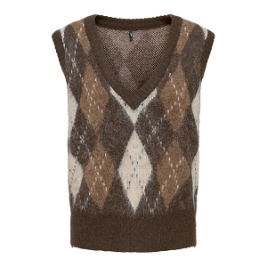 ONLY NOEME LIFE LS JQ VEST VNECK KNT<br>Châtaigne