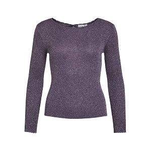 VILA VIJOBA ONECK LS GLITTER RIB KNIT TOP<br>Violet