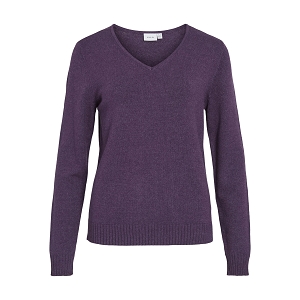 VILA VIRIL VNECK LS KNIT TOP  NOOS<br>Violet