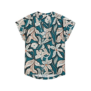XENA LS LACE TOP CS JRS G50230:Turquoise//Imprimé