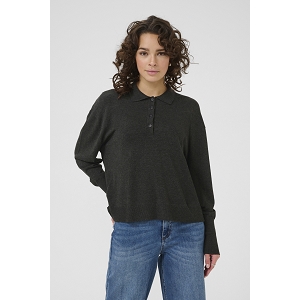 KAFFE DK COMPANY KALIZZA POLO PULLOVER<br>Anthracite