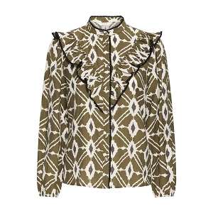 B YOUNG BYINABA FRILL SHIRT<br>Kaki blanc