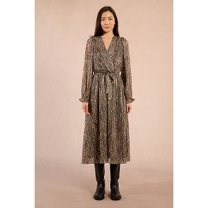 TRACY LS ASHAPE CORD DRESS PNT T1856DH:Marron multi//Imprimé