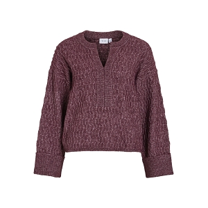 VILA VILETA VNECK LS KNIT TOP<br>Bordeaux