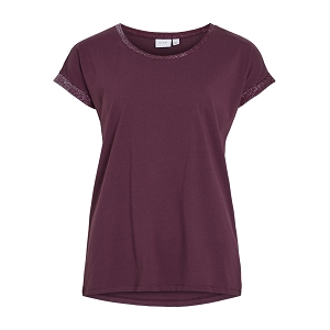 VILA VIDREAMERS GLITTER ONECK TSHIRT<br>Bordeaux