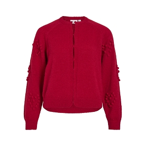 VILA VIMERIT LS ONECK BUBBLE KNIT CARDIGAN<br>Rouge