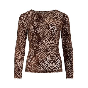 ROUGE EDIT ROUSARI LS O NECK TOP<br>Marron multi