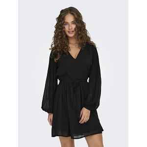 ONLY STAR LIFE LS PLISSE SLEEVE DRESS WVN<br>Noir