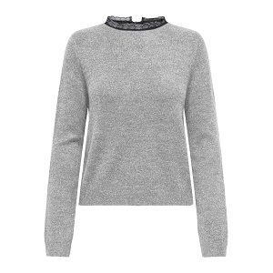 ONLY TAMMY LS LACE MIX ONECK BF KNT<br>Gris clair