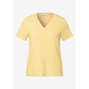 STREET ONE VNECK SHIRT W.WOVEN COLLAR<br>Paille