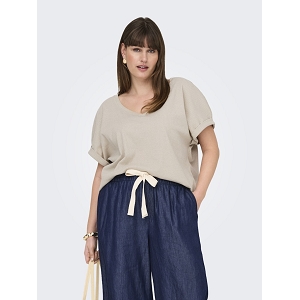 ONLY CARMAKOMA CARASIA SS VNECK TOP CC<br>Beige
