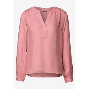 STREET ONE MELANGE SPLITNECK TUNIC BLOUSE<br>Rose clair