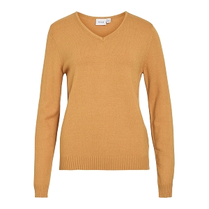 VILA VIRIL VNECK LS KNIT TOP  NOOS<br>Naturel