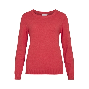 VILA VIRIL ONECK LS KNIT TOP  NOOS<br>Rouge